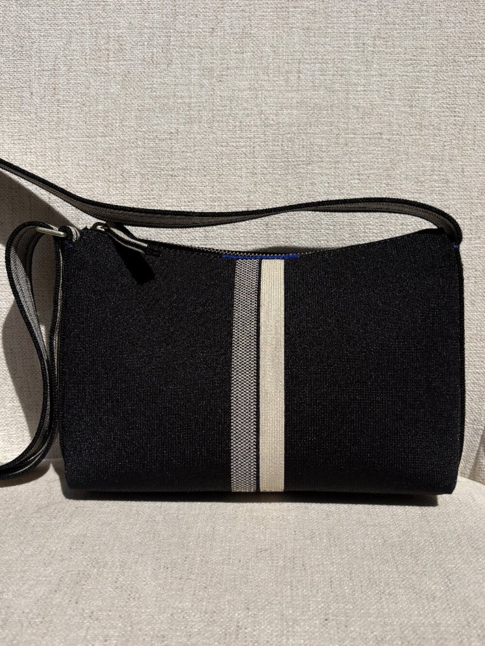 Rothy’s The Casual Crossbody Bag - Black & Ivory Stripe (Like New / Used Once) - Picture 3 of 11
